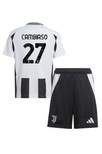 Fotbalové Dres Juventus Andrea Cambiaso #27 Dětské Domácí Oblečení 2024-25 Krátký Rukáv (+ trenýrky)